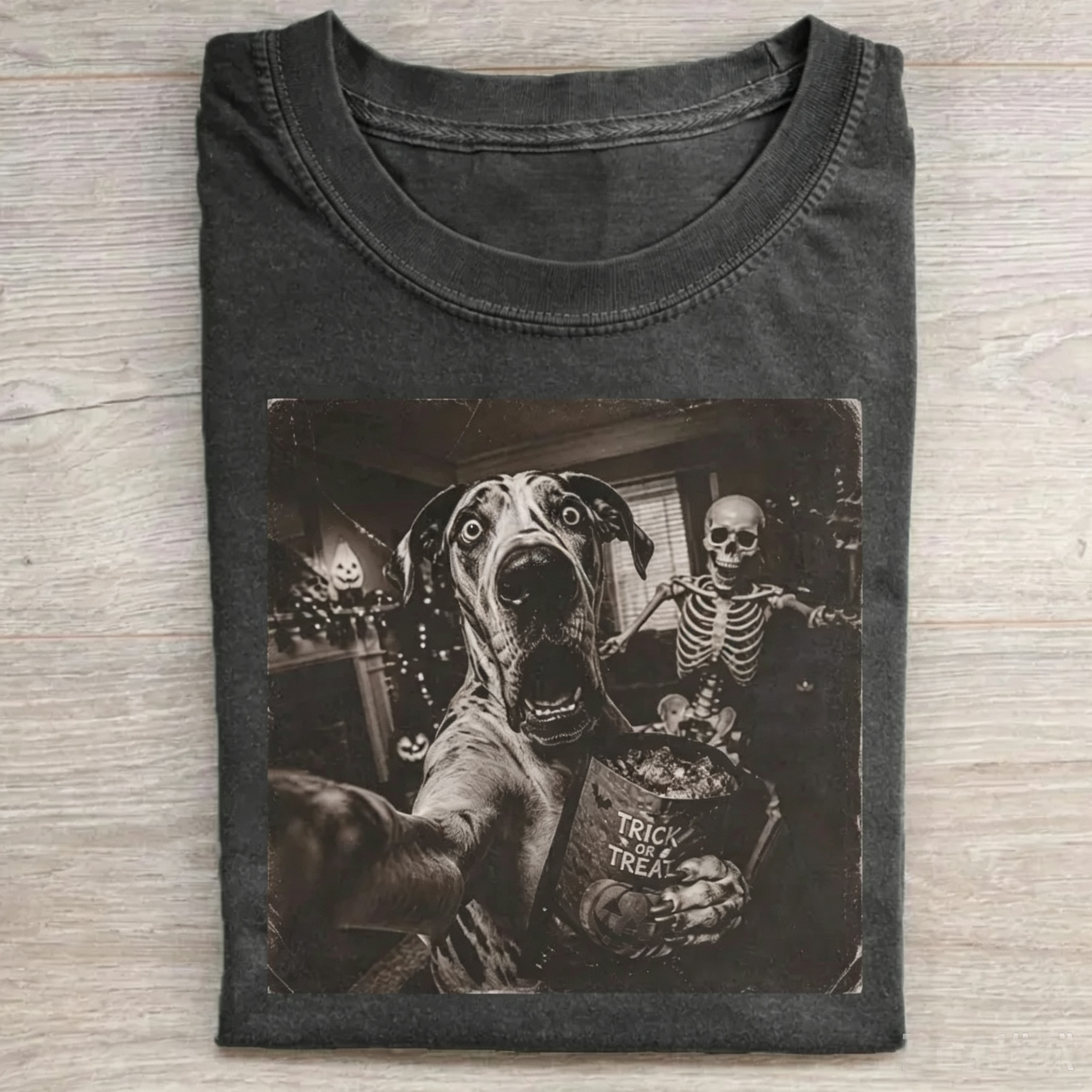 Halloween Great Dane Scary Skeleton T-shirt
