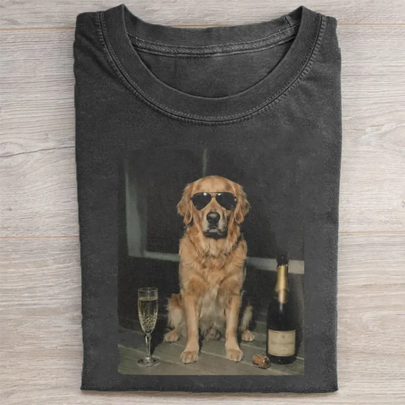 Golden Retriever Drinking Champagne T-shirt