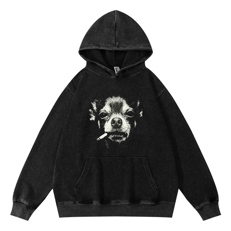 Cool Smoking Chihuahua Retro Hoodie