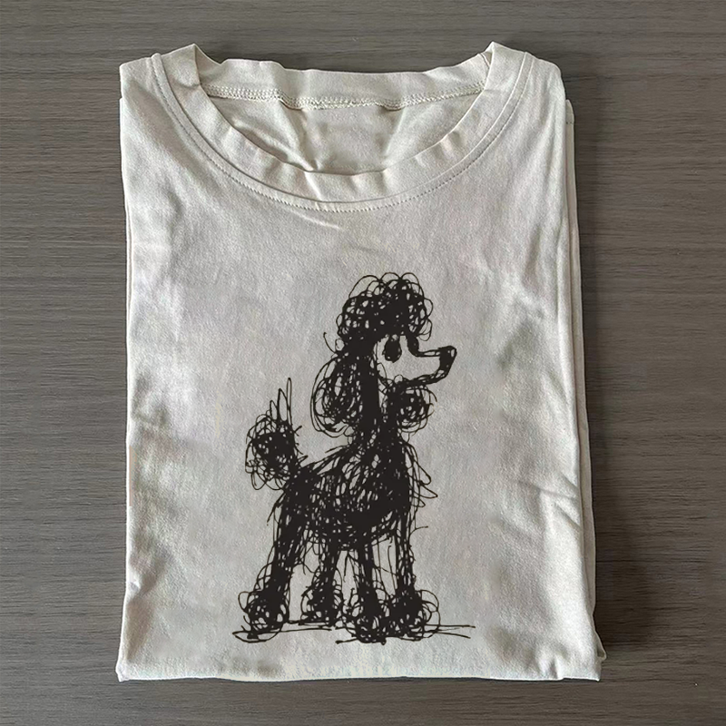 Abstract Poodle Line Art T-shirt