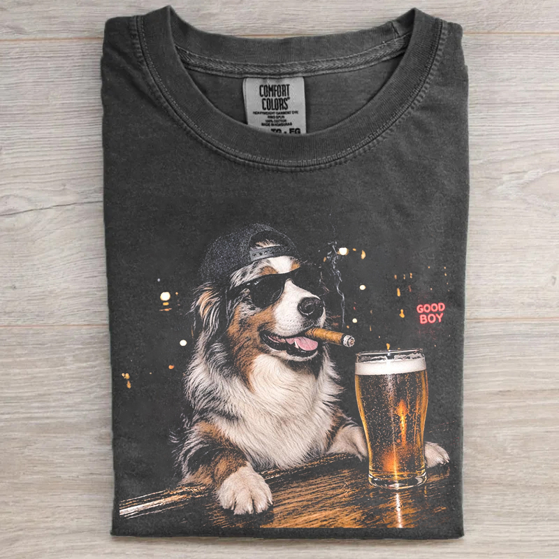 Silly Australian Shepherd Drinking Beer T-shirt