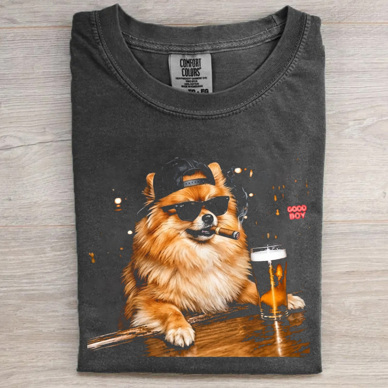 Pomeranian Drinking Beer T-shirt