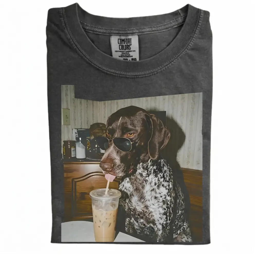 German Shorthaired Drinking Iced Coffee T-shirt