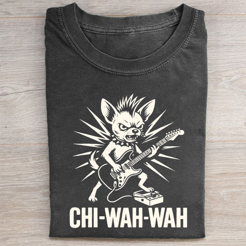 Chihuahua Dog Guitarist Wah Pedal Punk Rocker T-shirt