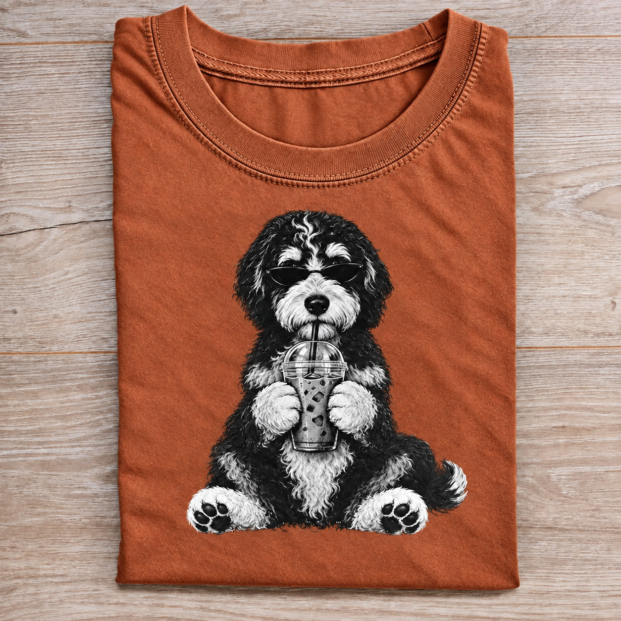 Funny Bernedoodle Iced Coffee T-shirt