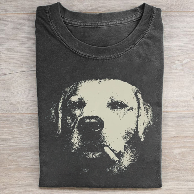Vintage Labrador Smoking Dog T-shirt