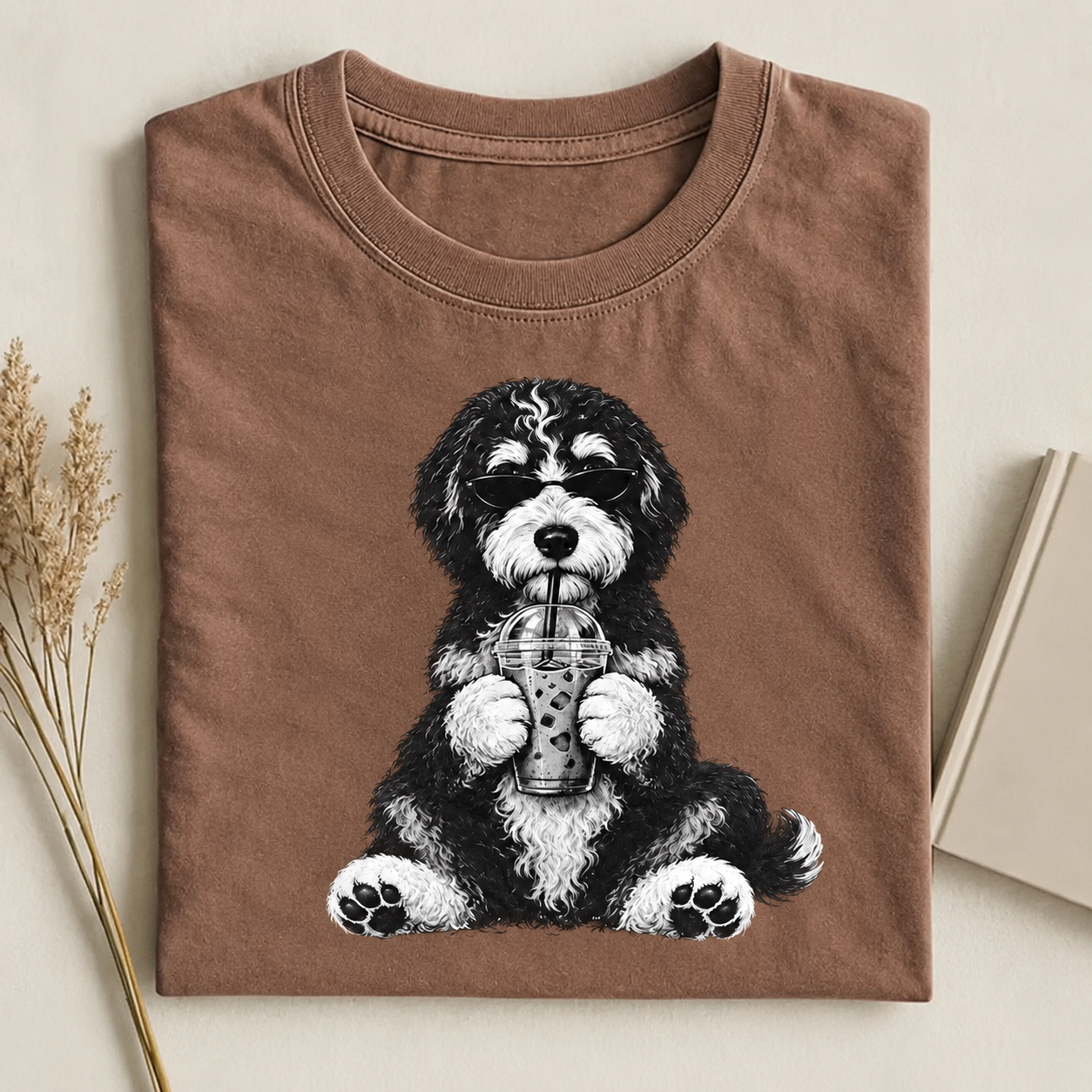 Funny Bernedoodle Iced Coffee T-shirt