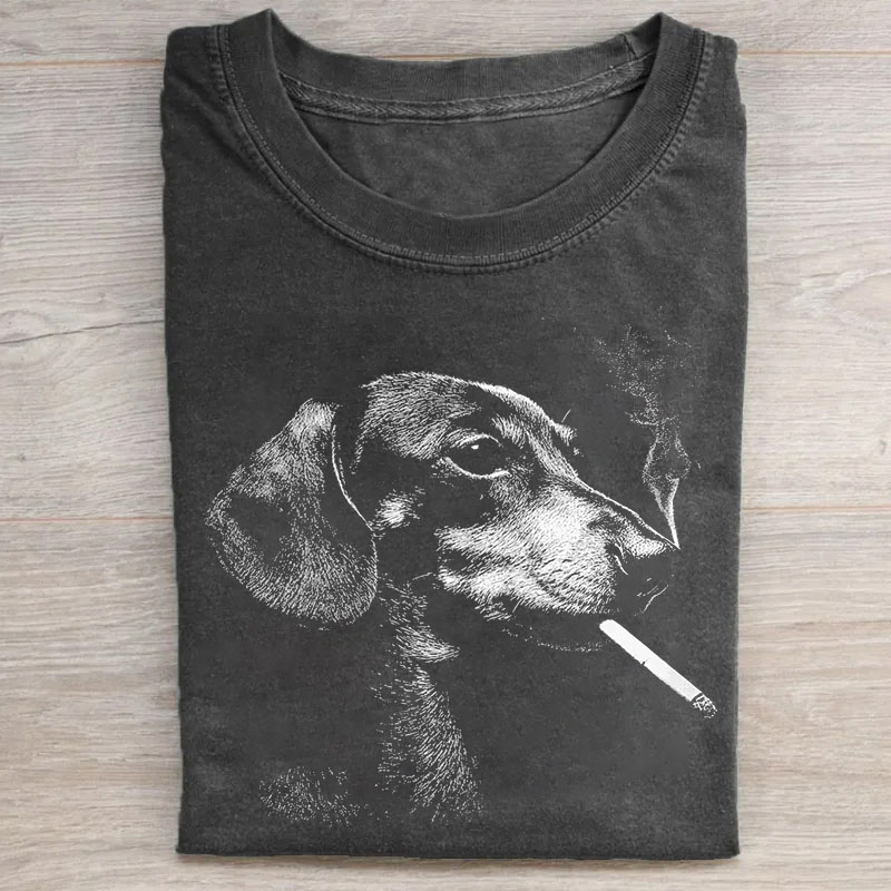 Funny Dachshund Smoking Cigarette T-shirt
