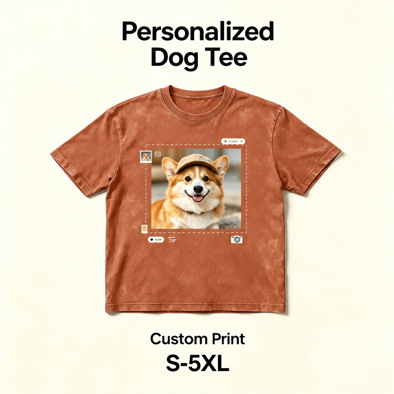 Personalized Dog T‑Shirt‑Upload Your Pet Photo，Custom Pet Portrait Tee