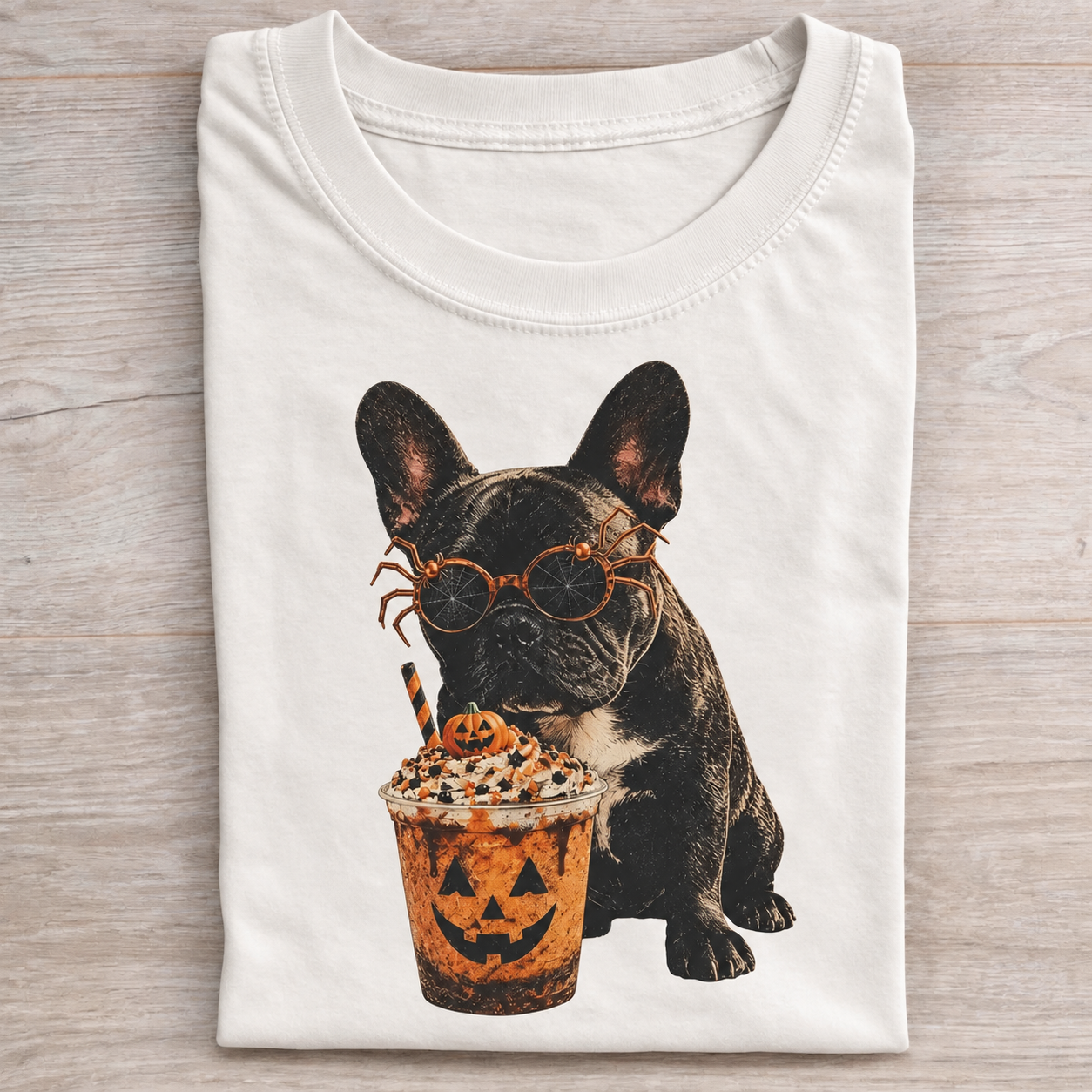 Halloween French Bulldog Coffee Pumpkin T-shirt