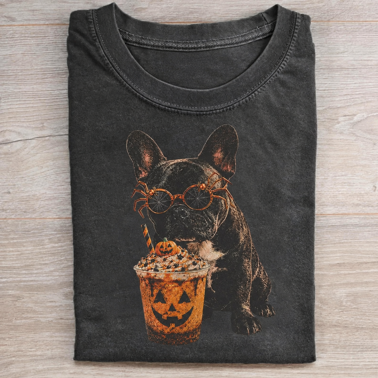 Halloween French Bulldog Coffee Pumpkin T-shirt