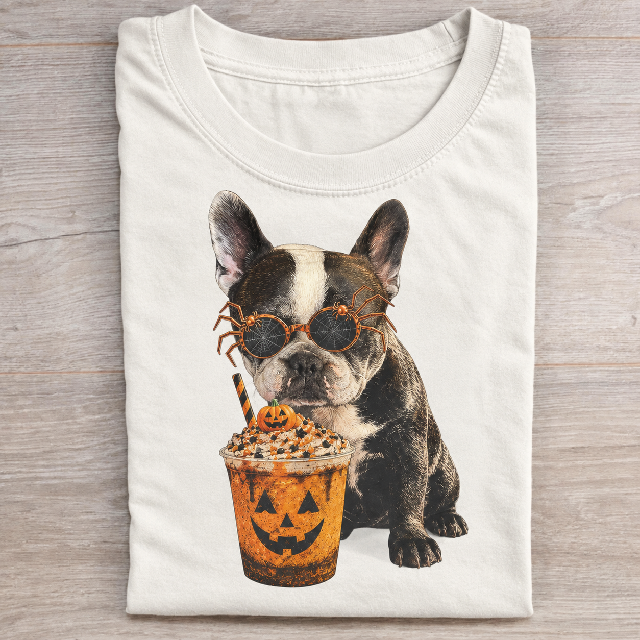 Halloween French Bulldog Coffee Pumpkin T-shirt
