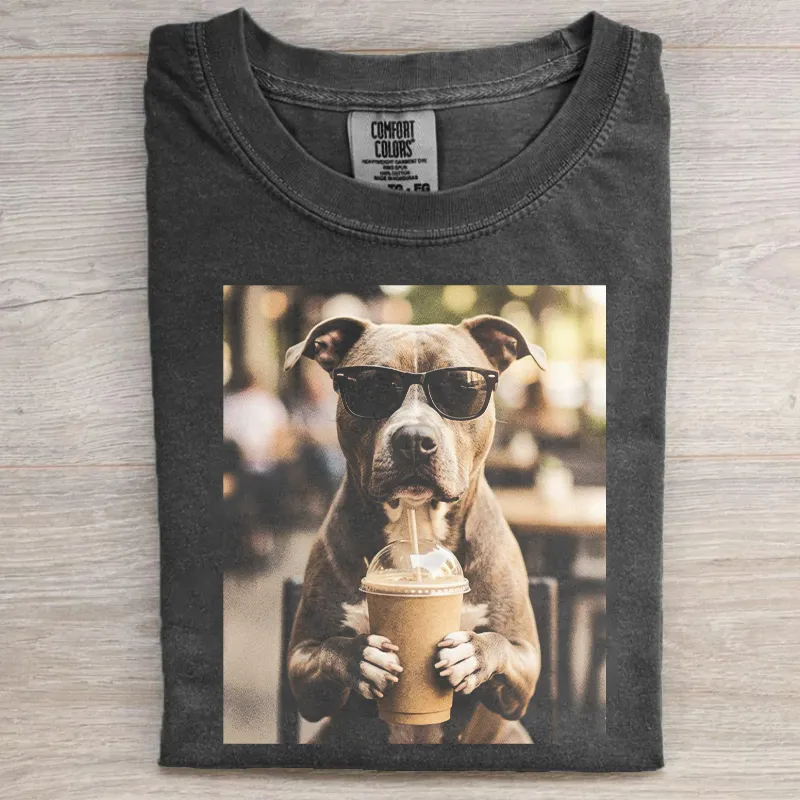 Pitbull Coffee Cafe Photo T-shirt