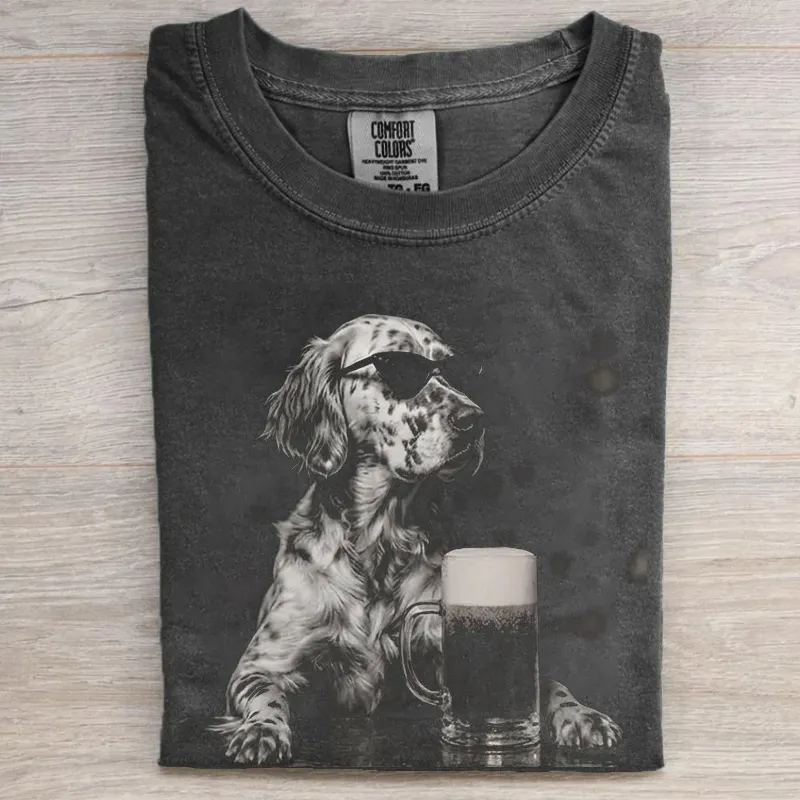 English Setter Dog Drinking Beer T-shirt