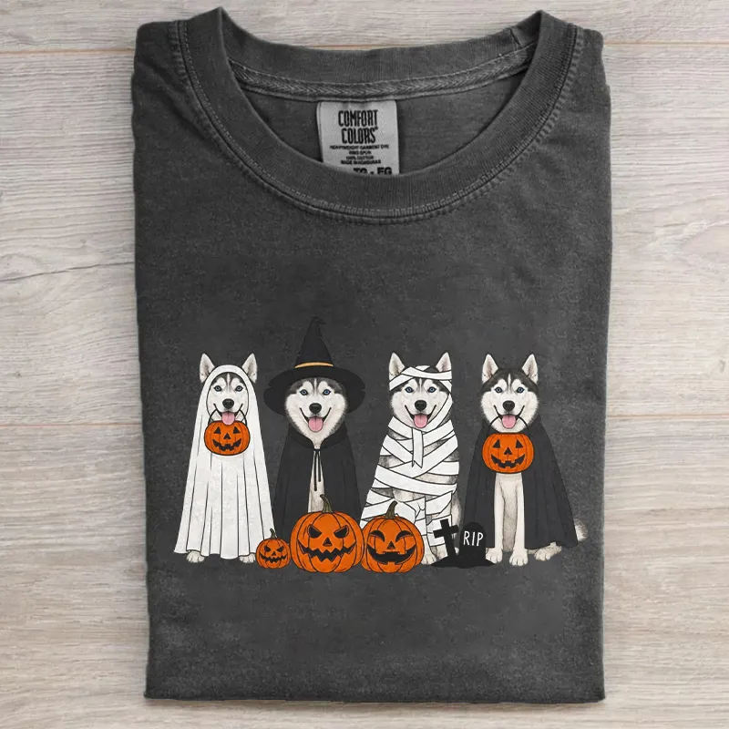 Halloween Husky Dog T-shirt