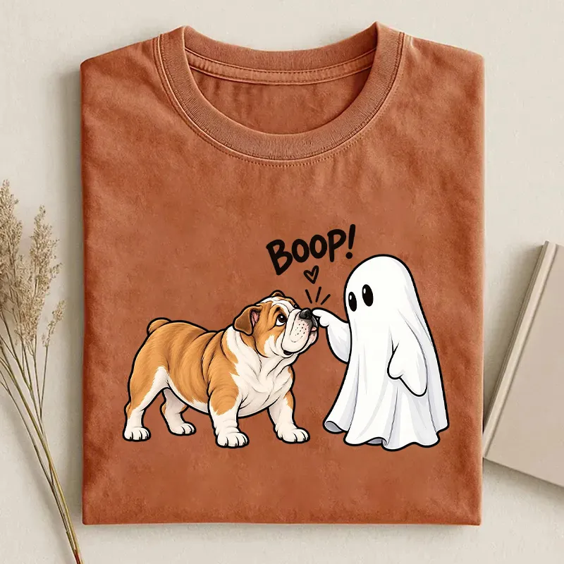 Cute Halloween English Bulldog Ghost Boop T-shirt