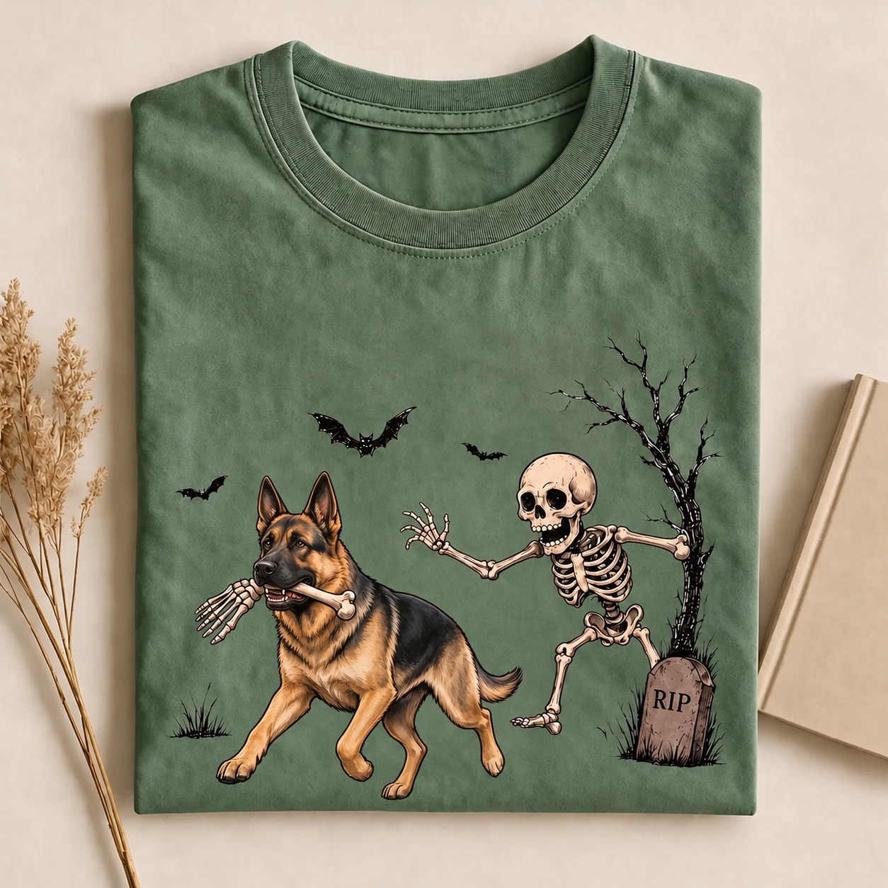 German Shepherd Halloween Graphic T-Shirt