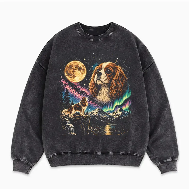 Funny Cavalier King Charles Spaniel Howling Moon Sweatshirt