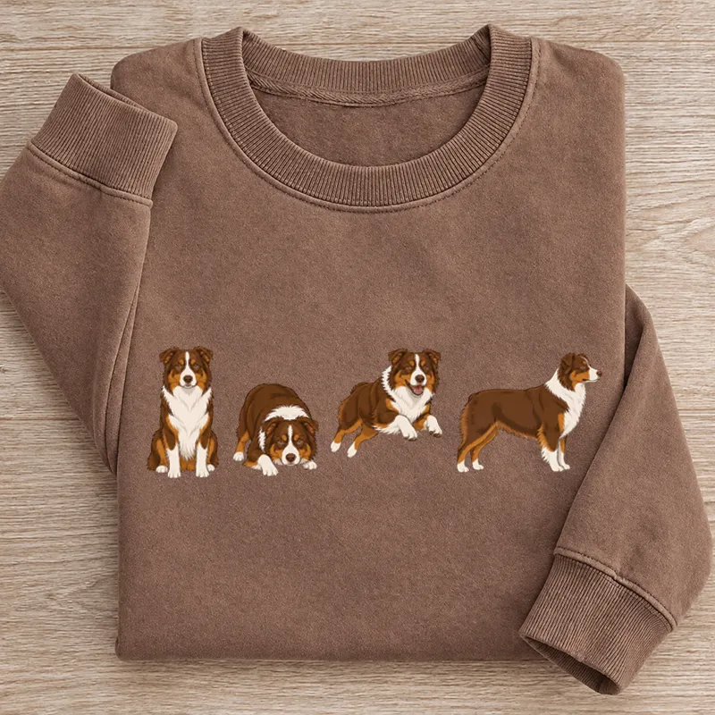Cute Australian Shepherd Different Poses Sweatshirt