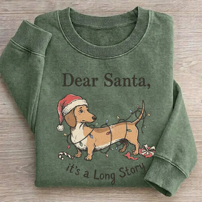 Dachshund Dear Santa It's A Long Story Sweatshirt
