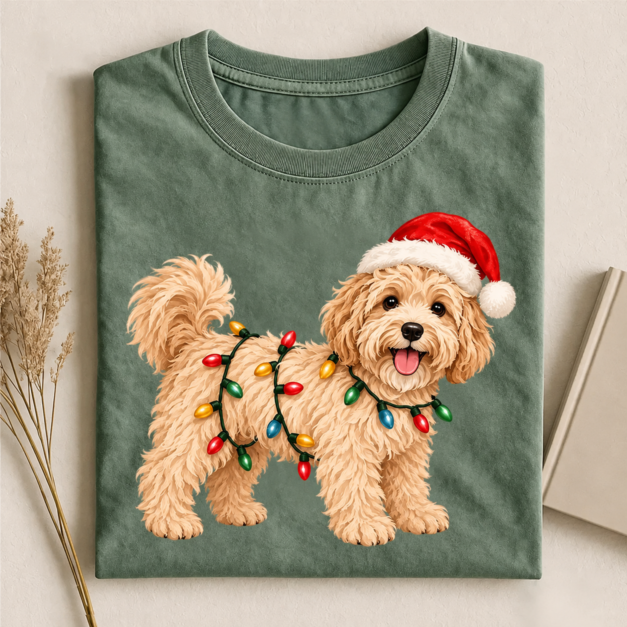 Cute Goldendoodle Christmas Light T-shirt