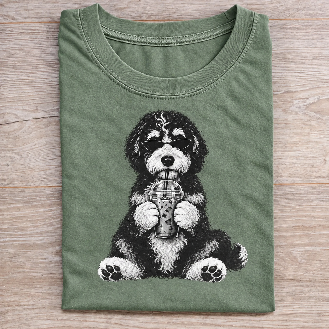 Funny Bernedoodle Iced Coffee T-shirt