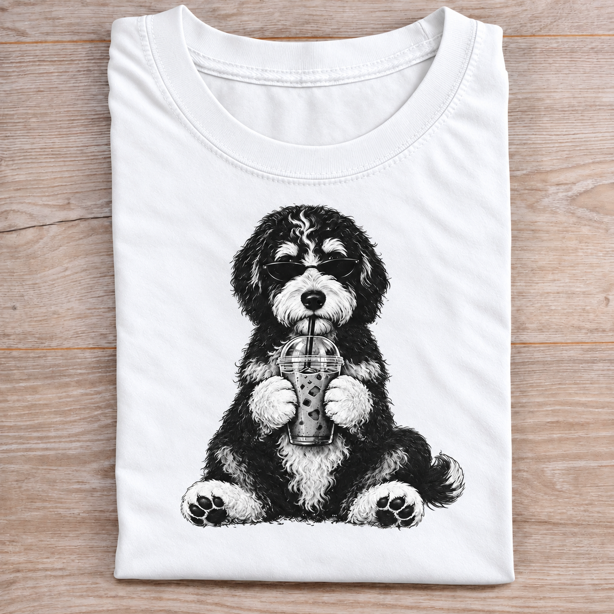 Funny Bernedoodle Iced Coffee T-shirt