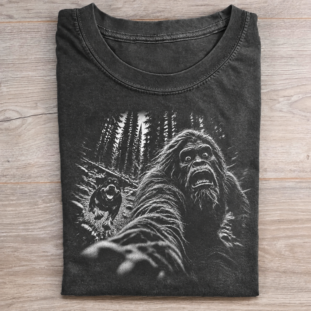 Rottweiler Dog Running After Bigfoot T-shirt