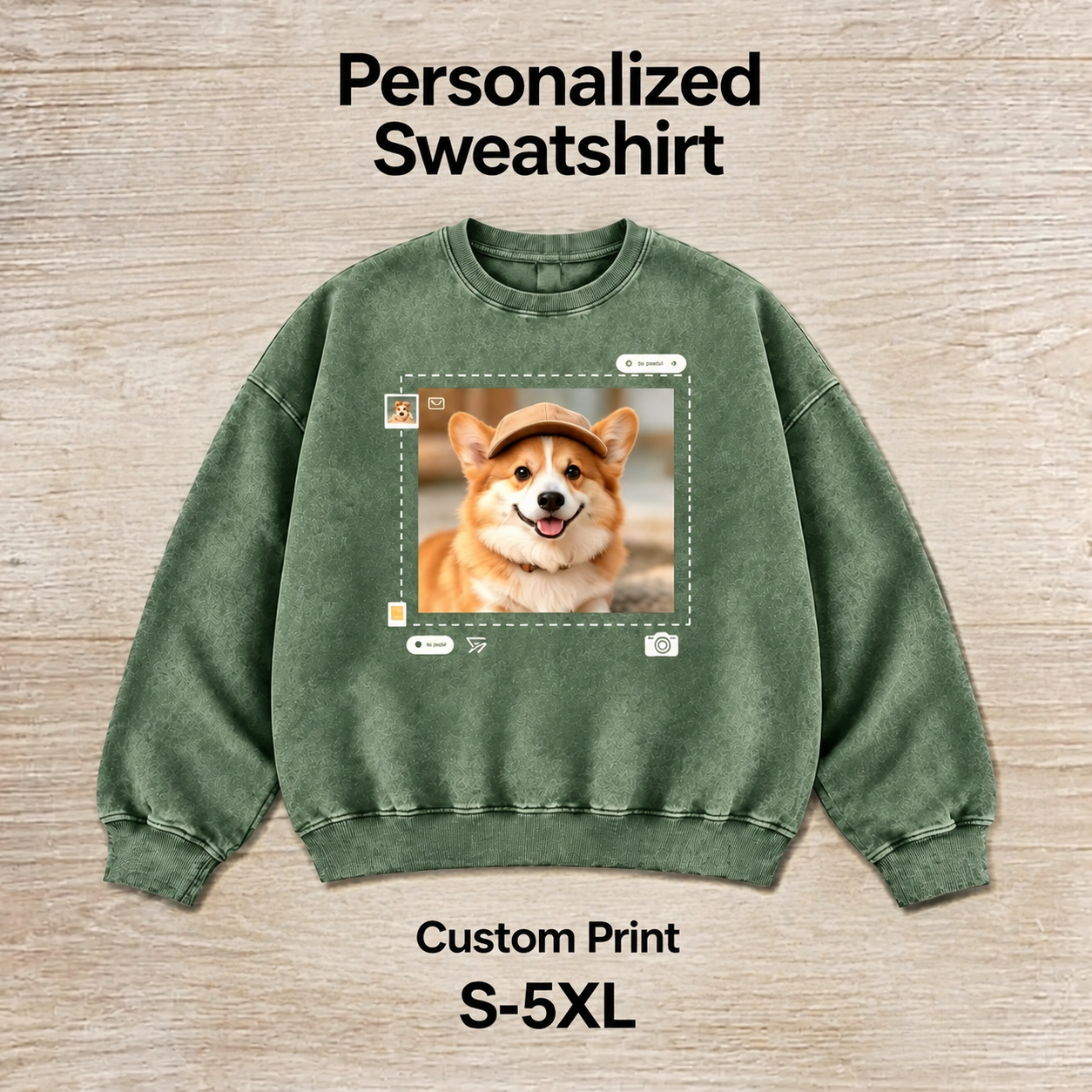 Custom Dog Photo Sweatshirt – Personalized Pet Portrait