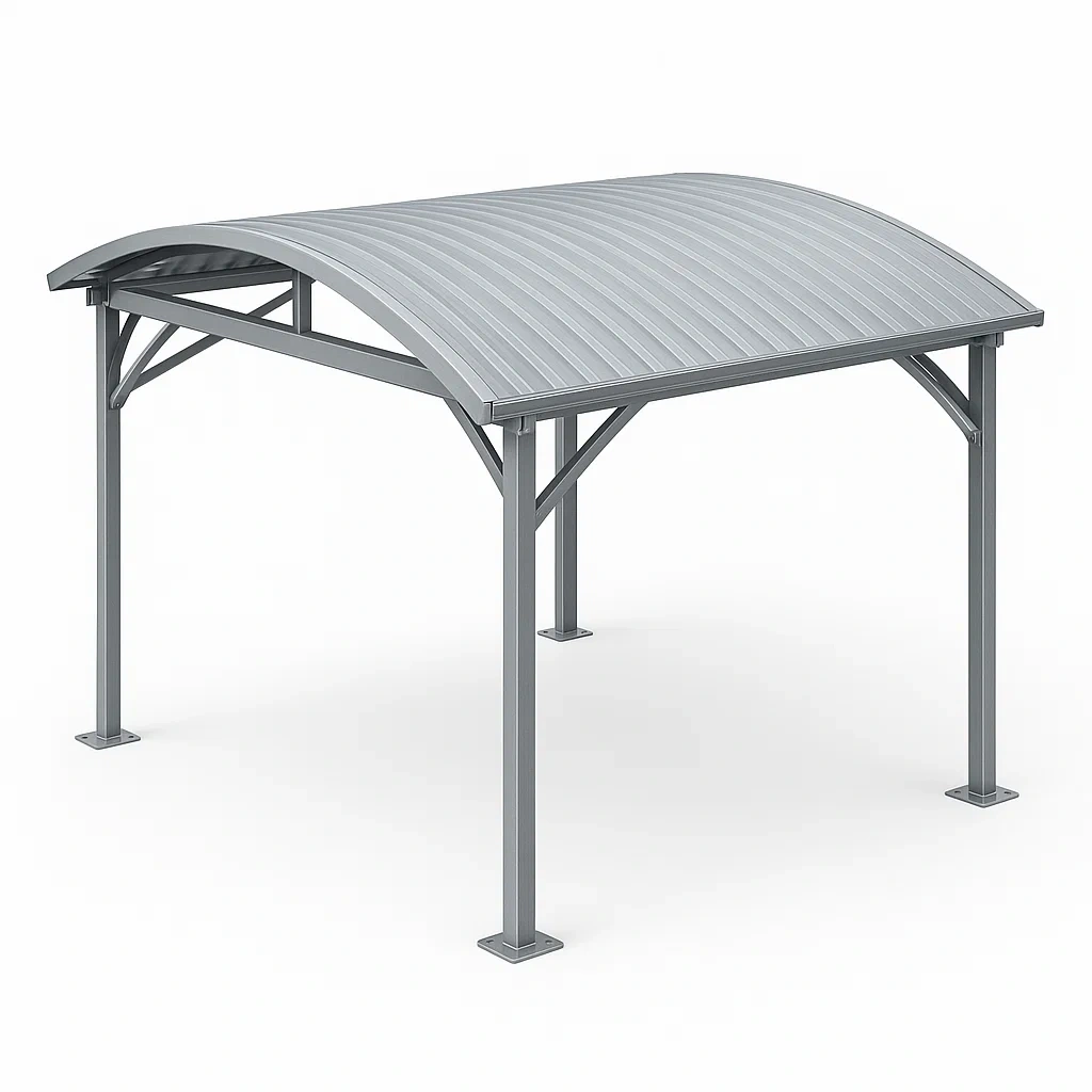 Aluminium Carport Gewölbt 400cm x 300cm Silber-COZYELITO