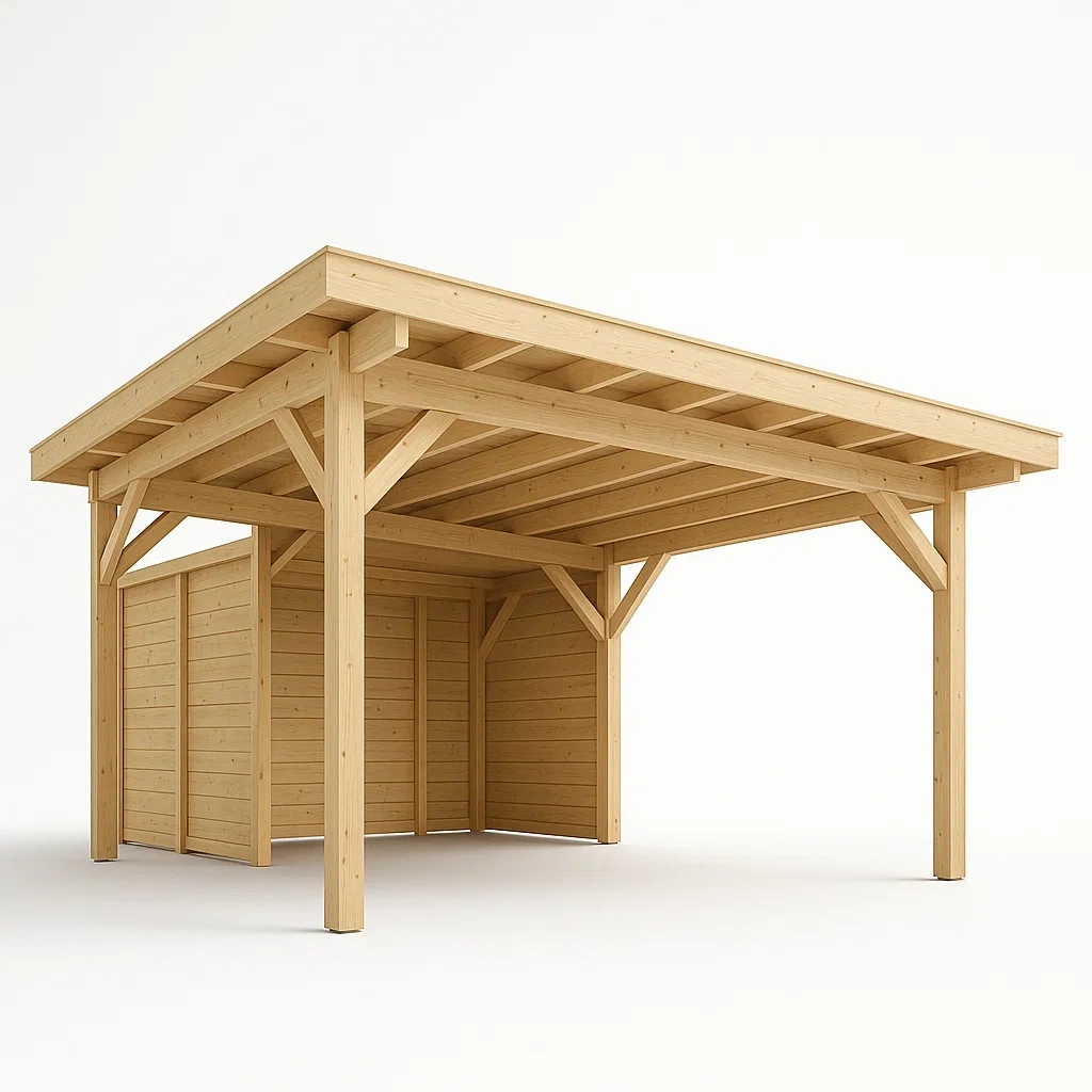 Holz Carport mit Flachdach 600x300x250 cm Natur-COZYELITO