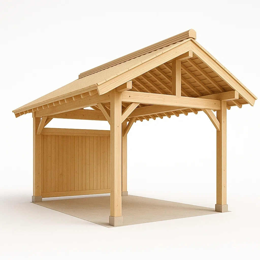 Holz Carport mit Satteldach Kiefernholz 3x5x3 m-COZYELITO