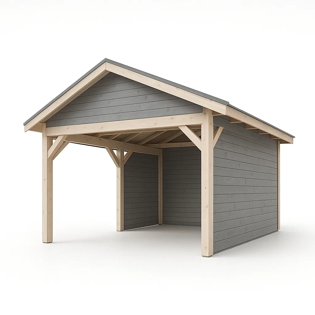 Holz Carport Satteldach Kiefer 500x300 cm Grau-COZYELITO