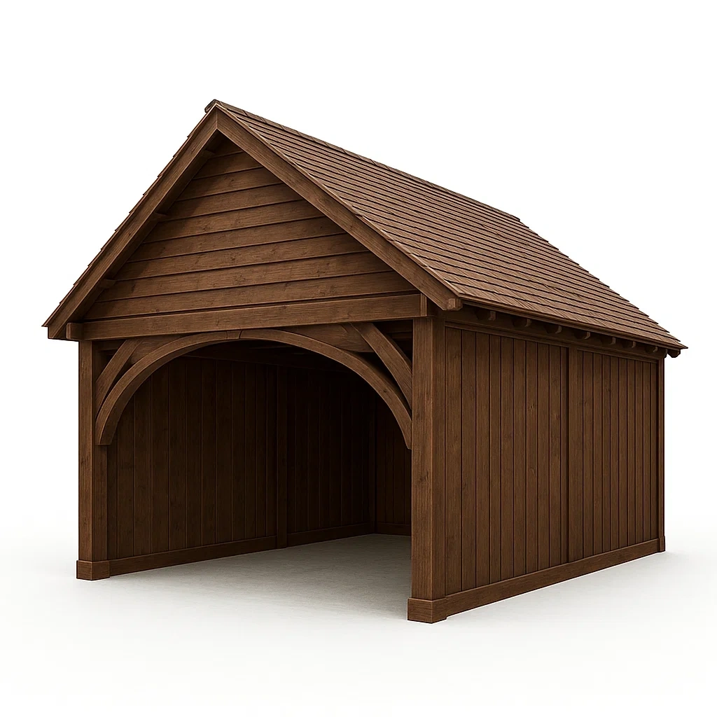Holz Carport mit Satteldach Kiefernholz Braun-COZYELITO