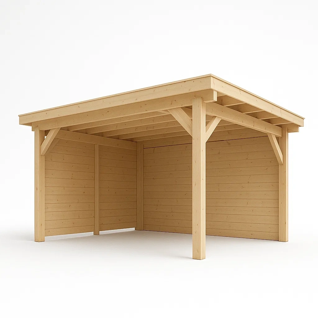 Holz Carport Rechteckig Kiefer 350x250x210 cm Natur-COZYELITO