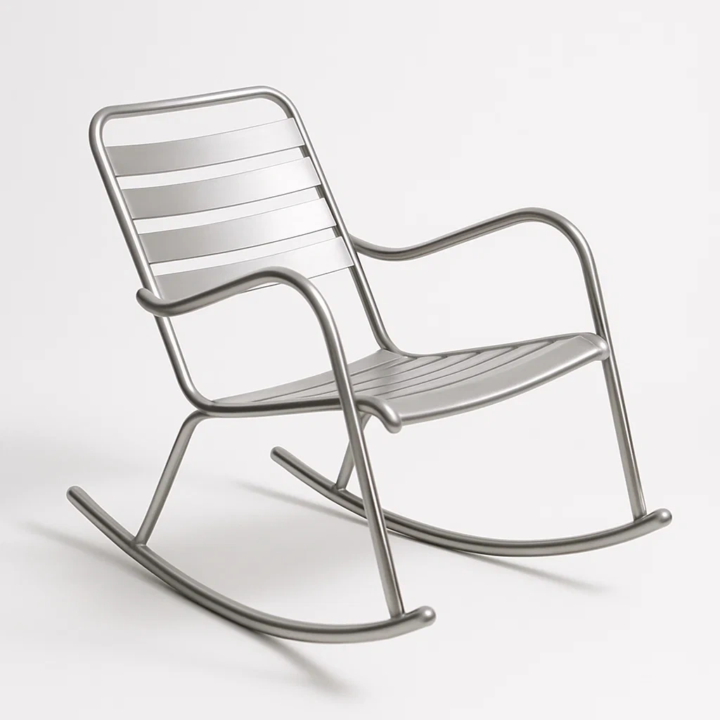 Metall-Schaukelstuhl Aluminium Silber 95x55x80cm-COZYELITO