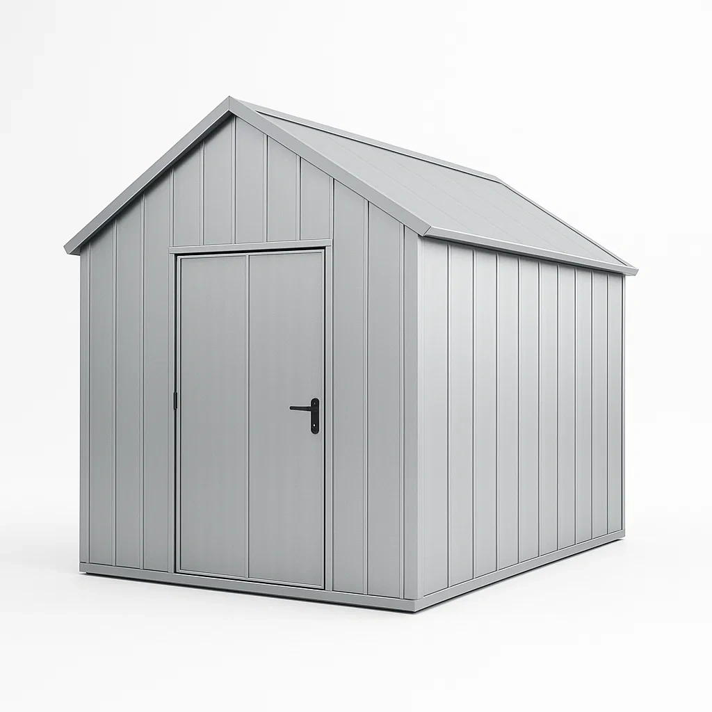 Gartenhaus Stahl Satteldach Silber 250cm x 180cm x 200cm-COZYELITO