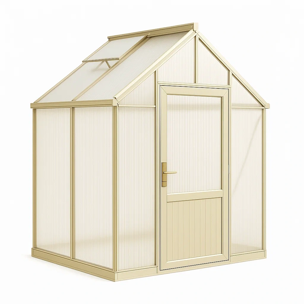 Aluminium und Polycarbonat Gewächshaus 190cm x 130cm x 195cm Beige-COZYELITO