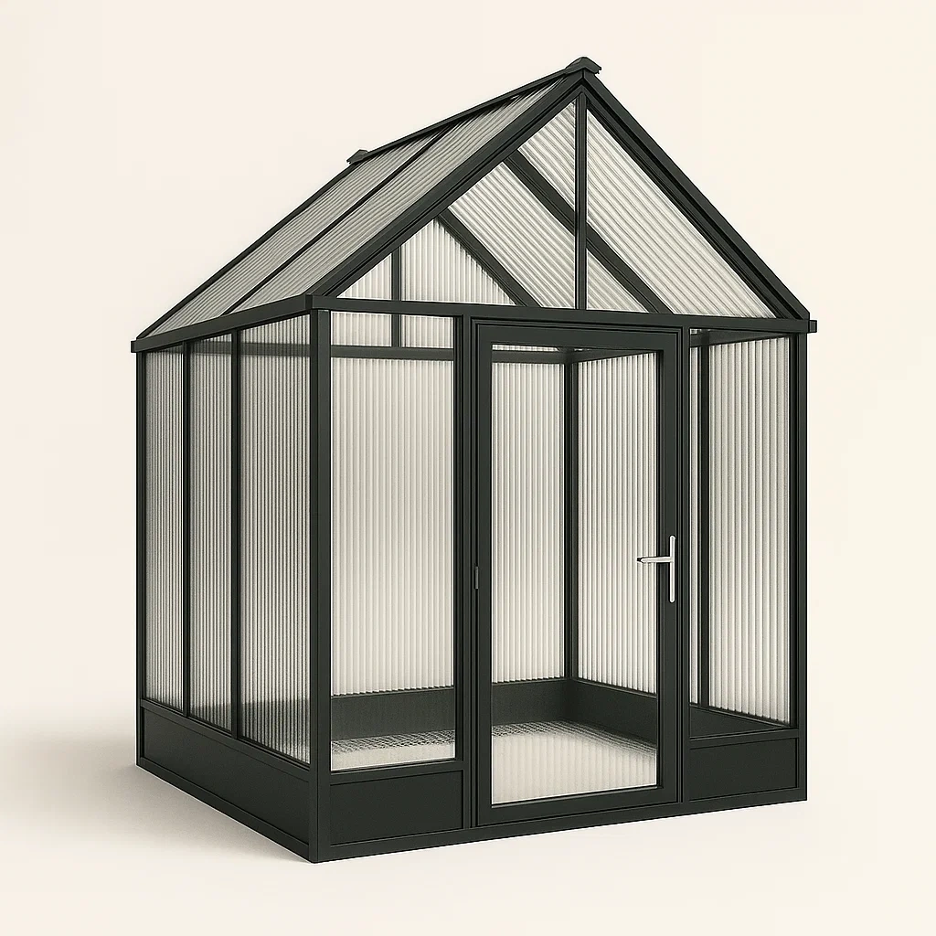 Gewächshaus Aluminium Polycarbonat 200x150x220 cm Schwarz-COZYELITO