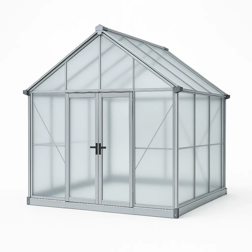 Gewächshaus Aluminium Polycarbonat 250x200x200cm Grau-COZYELITO