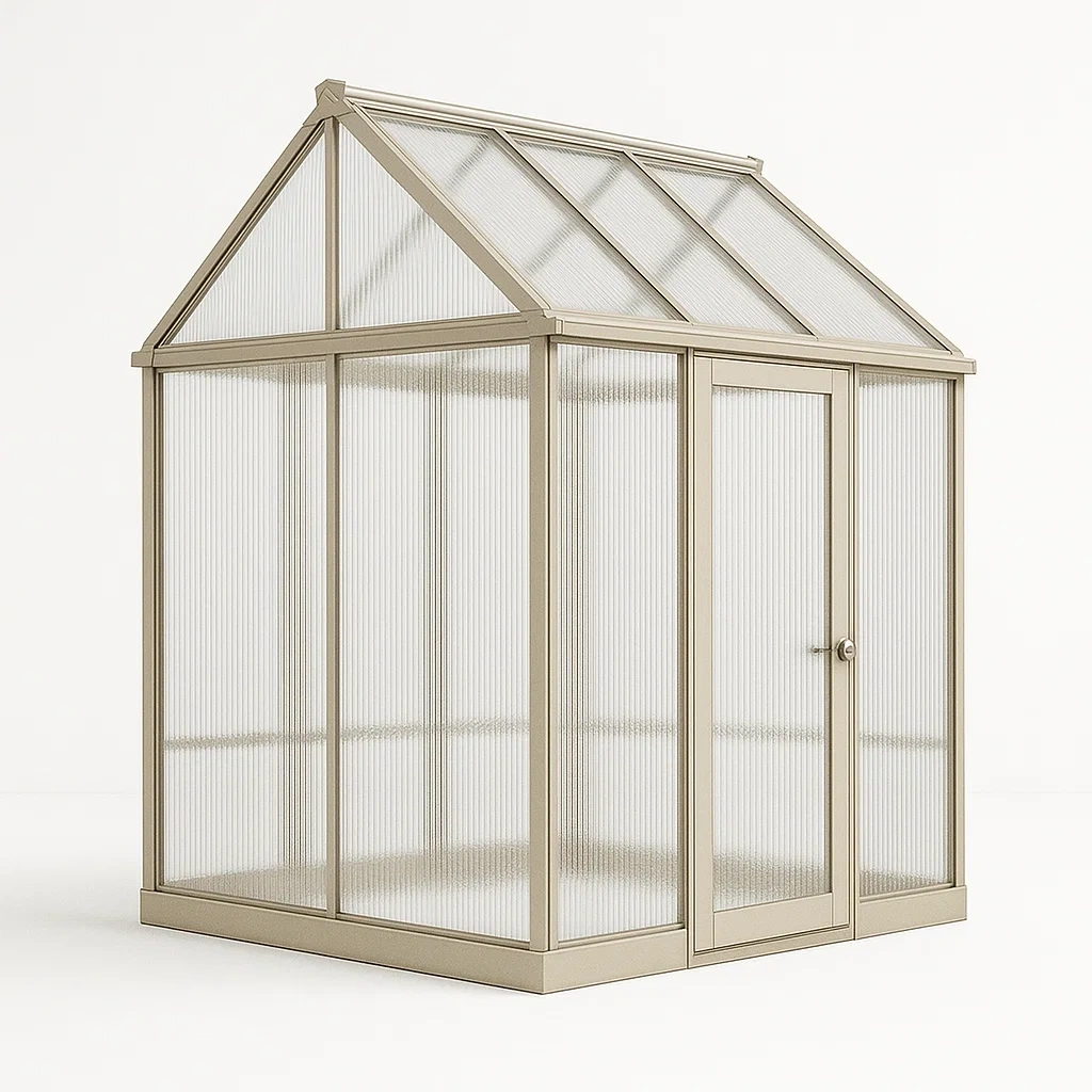 Gewächshaus Aluminium Polycarbonat 250 x 200 x 220 cm Beige-COZYELITO