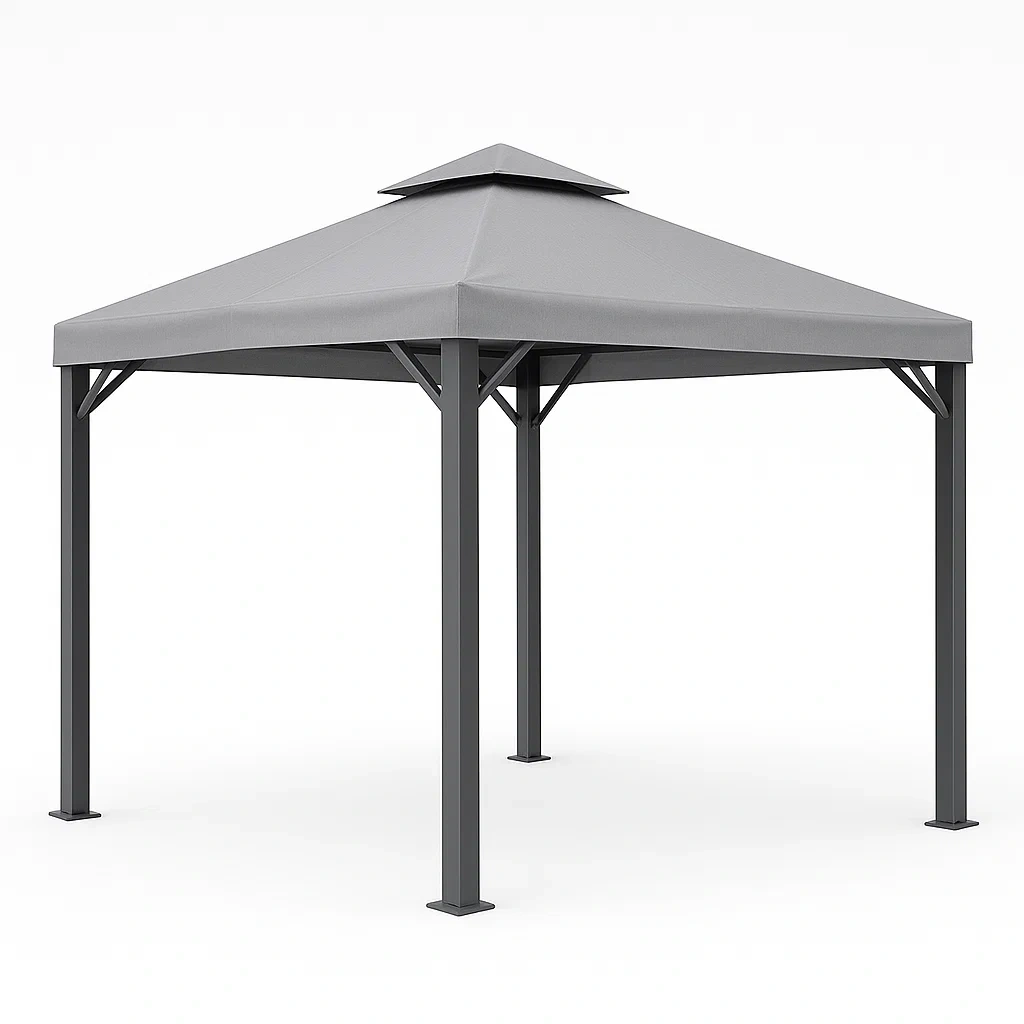 Pavillon 3x3m Aluminiumgestell Polyester Grau-COZYELITO