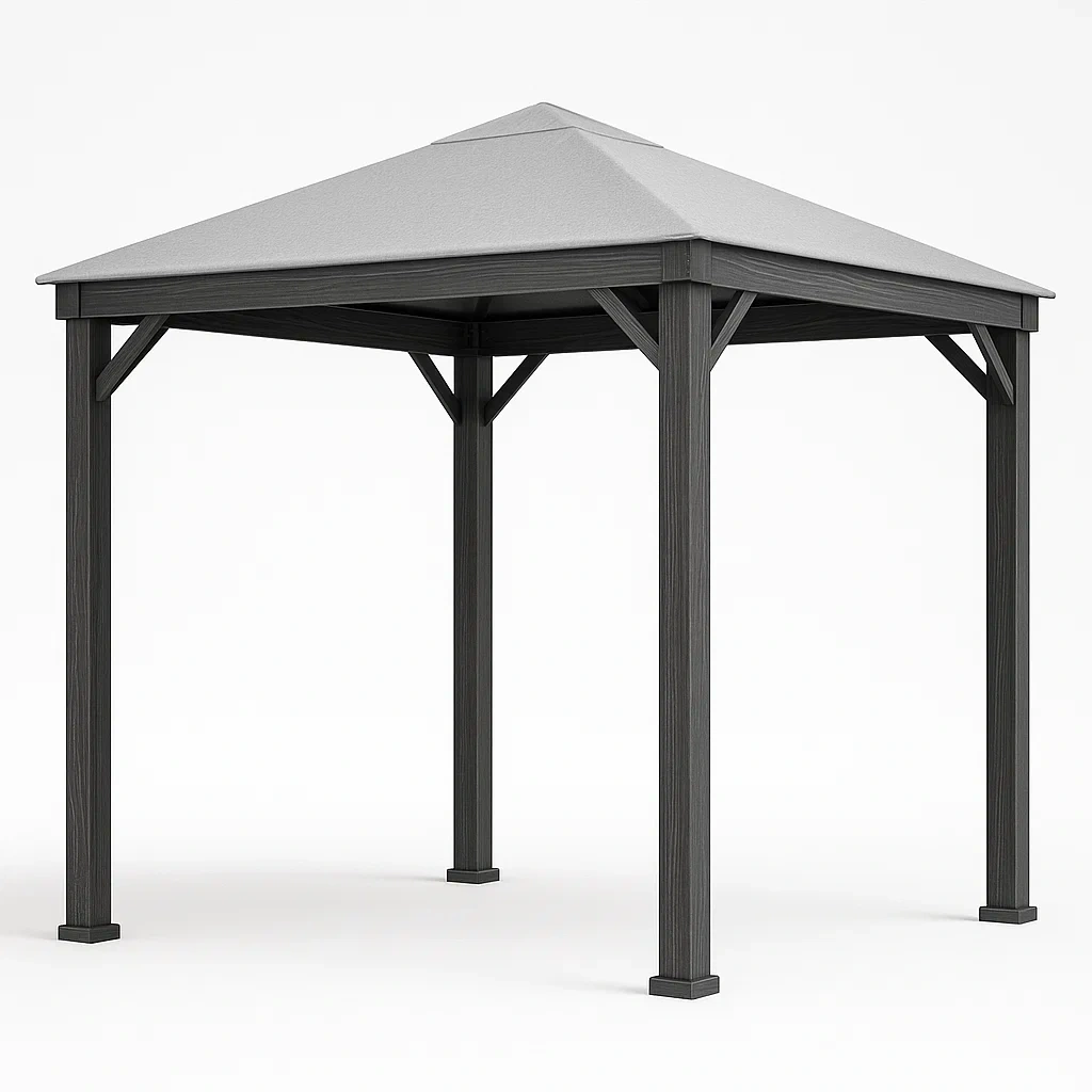 Quadratischer Gartenpavillon 3x3m Stahl Holzfaserstoff Grau-COZYELITO