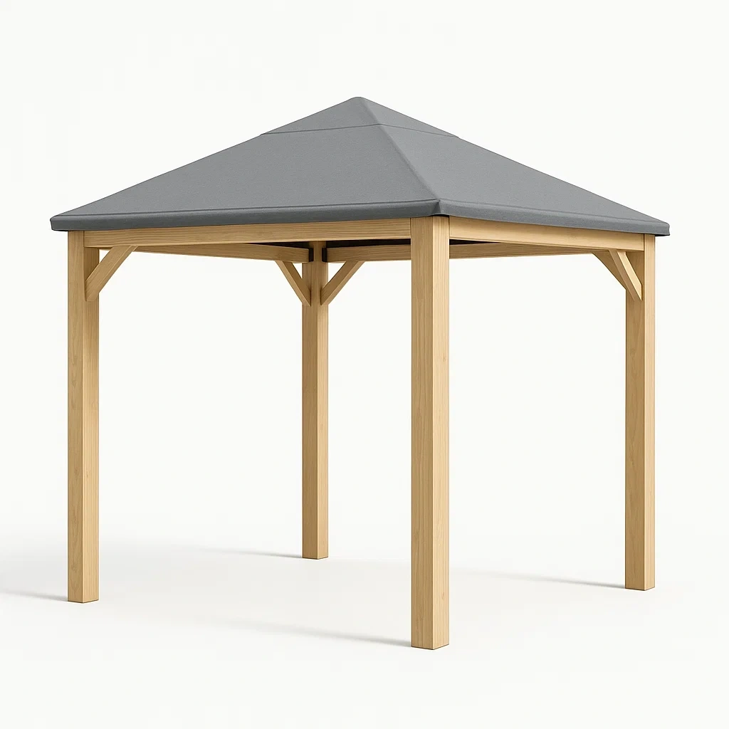 Pavillon Holz Polyesterbezug Grau-COZYELITO