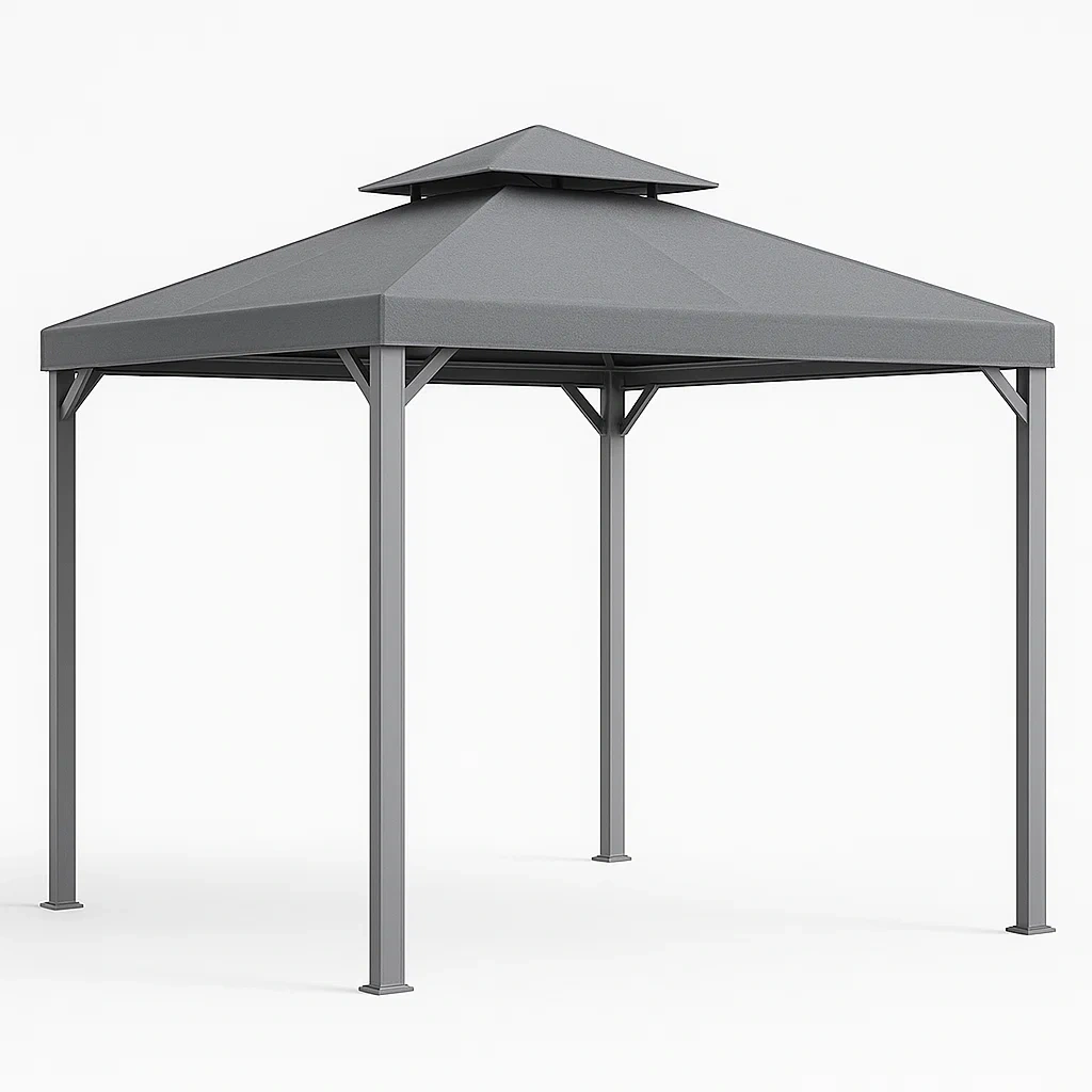 Stahl-Pavillon mit Polyester-Dach 3x3x2.5m Grau-COZYELITO