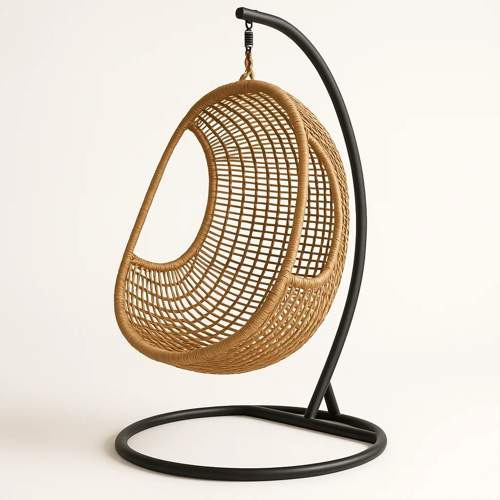Hängesessel Rattanoptik Stahl Beige-COZYELITO