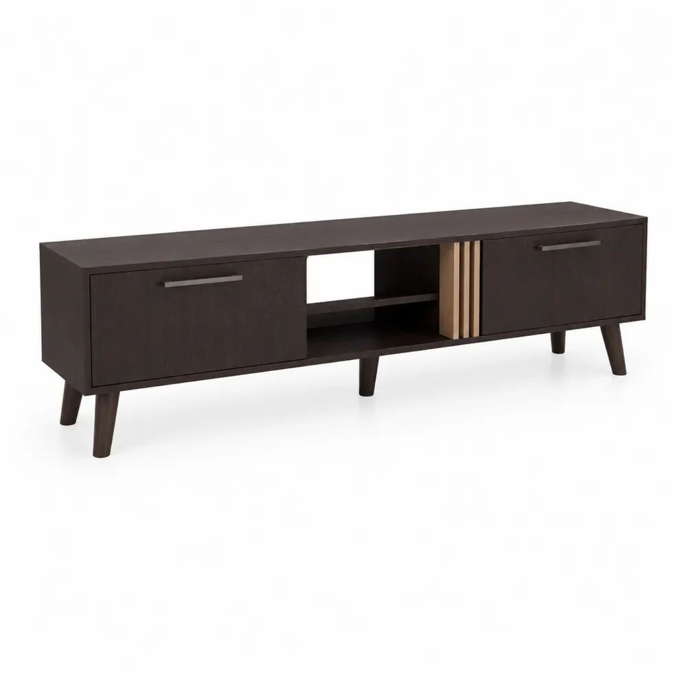 Szafka RTV z drewna sosnowego ciemnobrązowa 180x40x50 cm