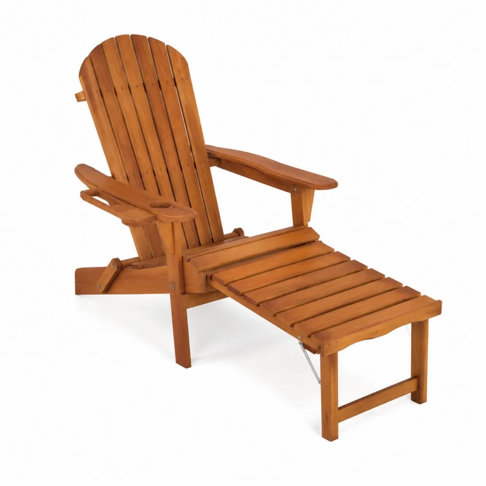 Drewniany fotel Adirondack z podnóżkiem