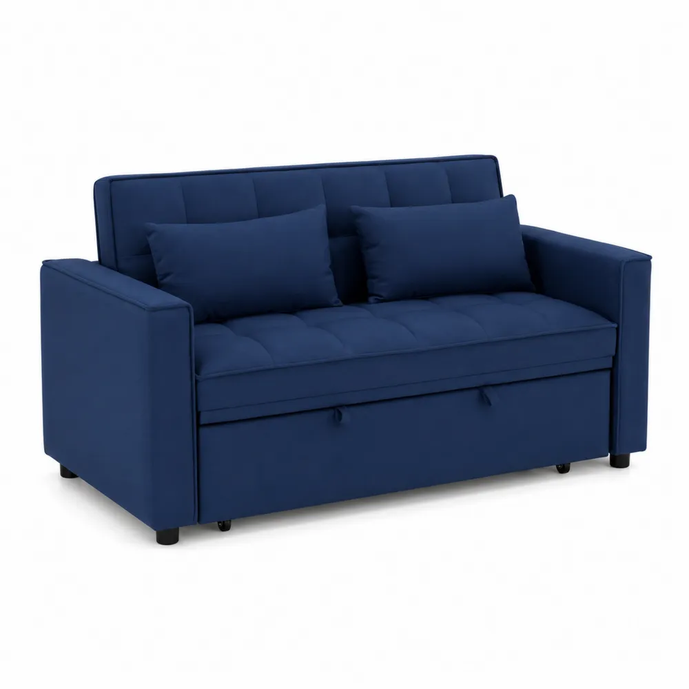 Sofa rozkładana z tkaniny 190cm x 90cm x 90cm Niebieska