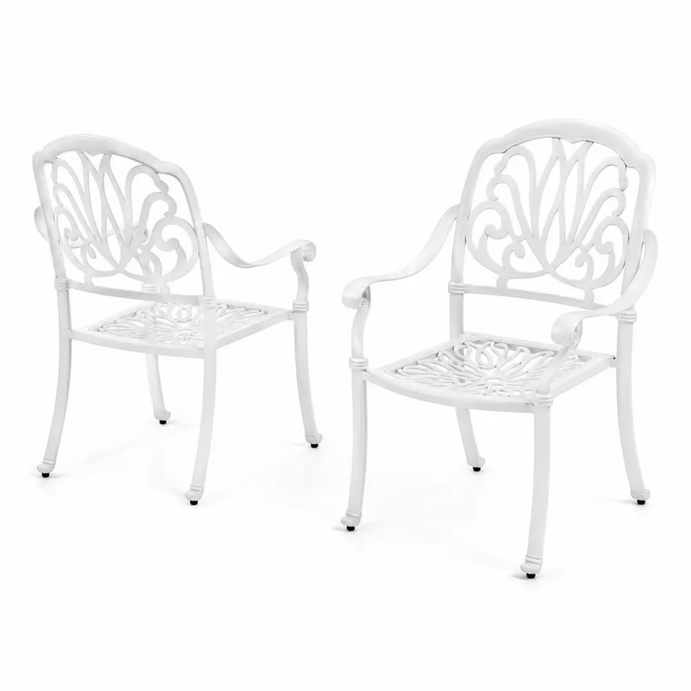 Zestaw 2 Krzeseł Ogrodowych z Aluminium, Białe